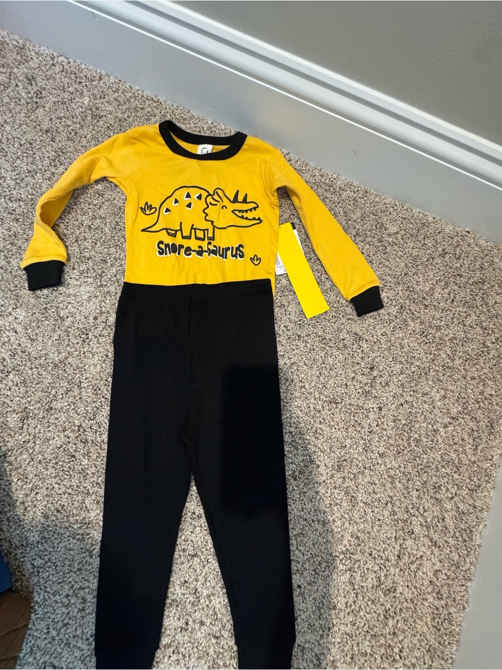 Gerber Yellow & Black Snore-a-saurus One-Piece Pajama Set